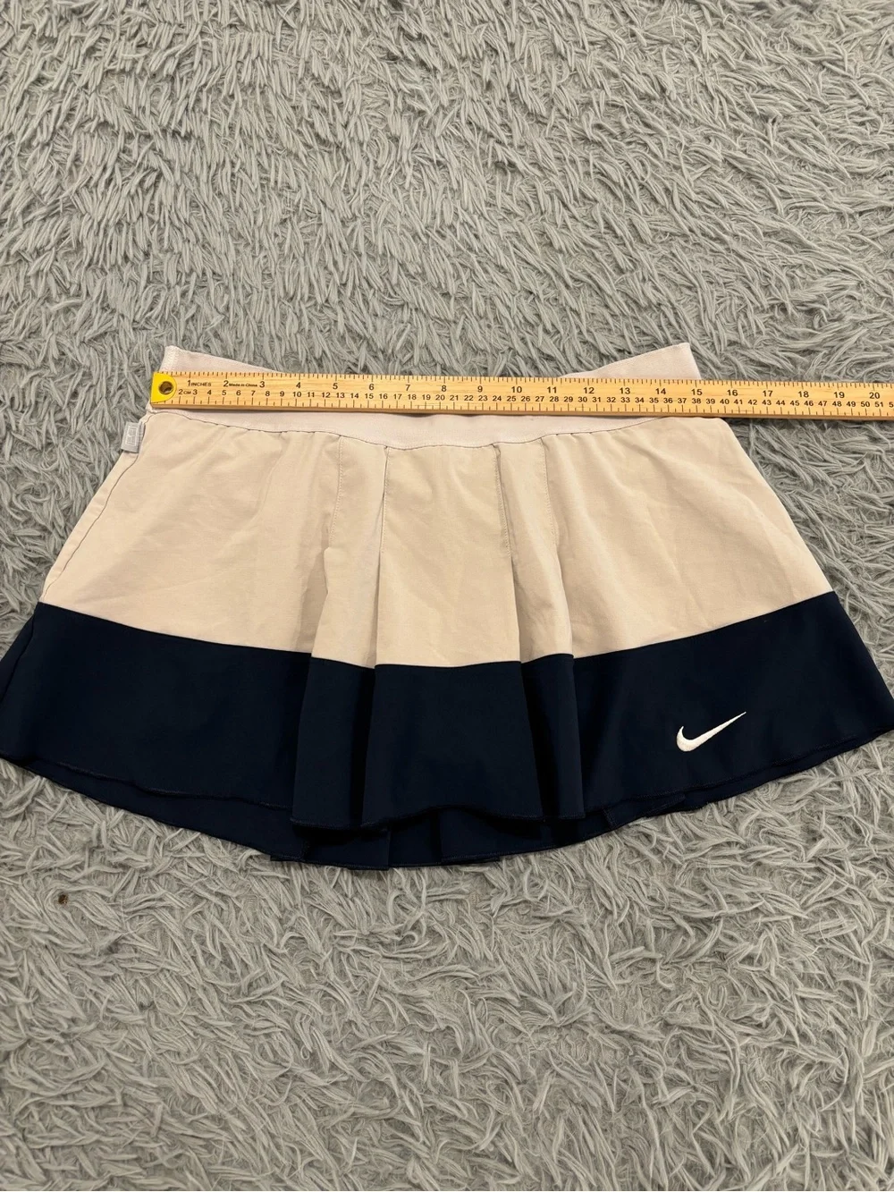 Nike Court Dri-Fit Women’s Cream Navy Pleated Tennis Skort Golf Pickleball Large